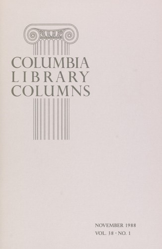 Columbia Library Columns Volume 38 Number 1