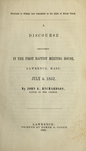 Obedience to human law considered in the light of divine truth.