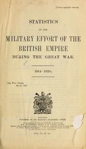 Statistics of the military effort of the British Empire during the great war.  1914-1920.