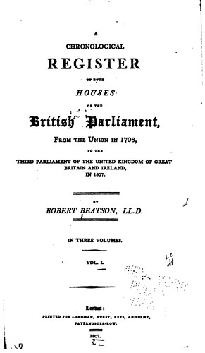 A chromological register of both houses of the British Parliament