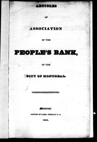 Articles of association of the People's Bank of the city of Montreal