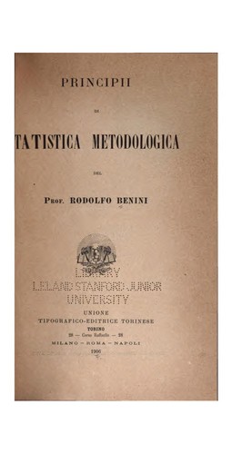 Principii di statistica metodologica del prof. Rodolfo Benini