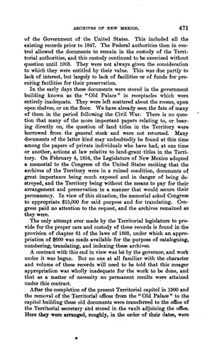 A Preliminary Report on the Archives of New Mexico