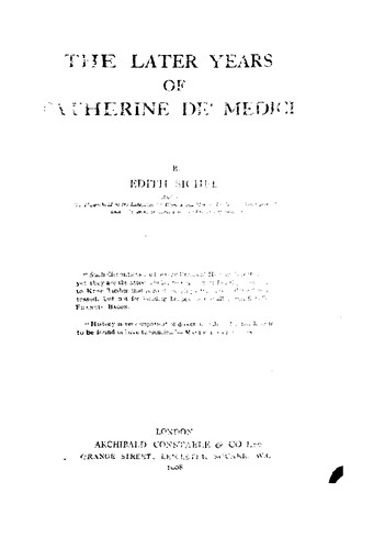 The later years of Catherine de' Medici