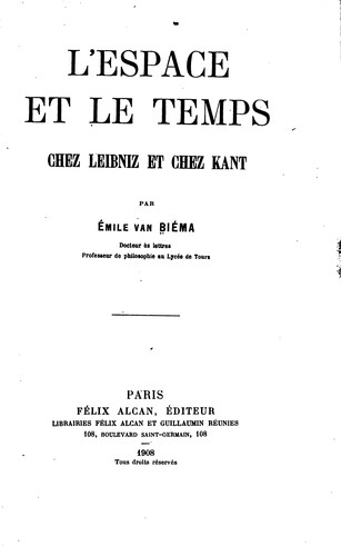 L'espace et le temps chez Liebniz et chez Kant