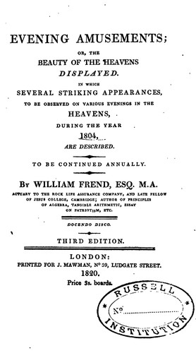 Evening Amusements: Or, the Beauty of the Heavens Displayed...