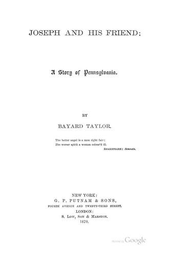 Joseph and His Friend: A Story of Pennsylvania.