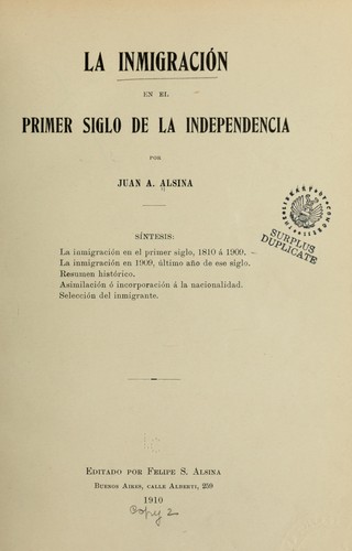 La inmigración en el primer siglo de la independencia
