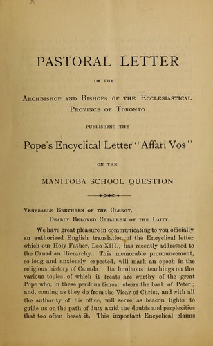 Pastoral letter of the Archbishop and Bishops of the ecclesiastical province of Toronto