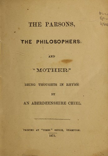 The Parsons, the philosophers, and "Mother", being thought in rhyme