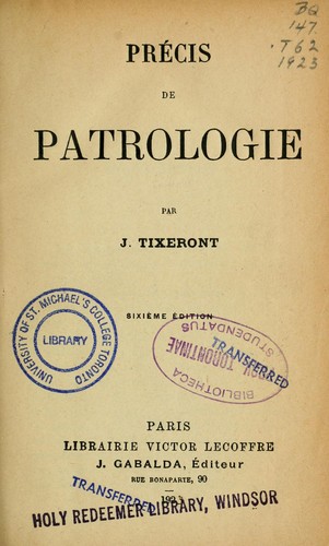 Précis de patrologie