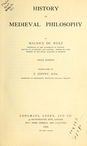 History of mediaeval philosophy