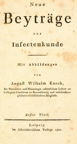 Neue Beyträge zur Insectenkunde