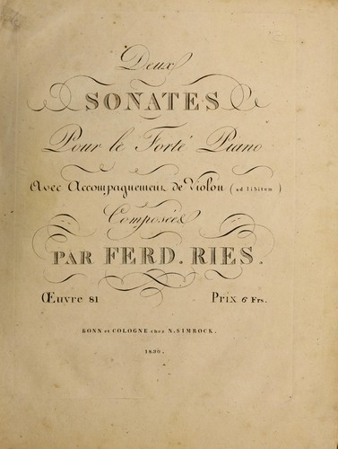 Deux sonates pour le forte  piano avec accompagnement de violon (ad libitum)