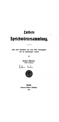 Luthers sprichwörtersammlung