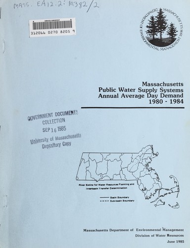 Massachusetts public water supply systems annual average day demand, 1980-1984