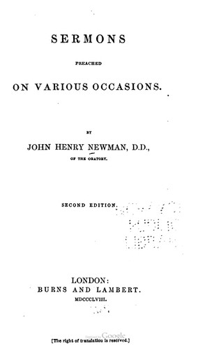 Sermons Preached On Various Occasions