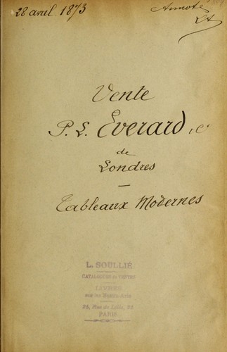 Catalogue des tableaux modernes provenant des collections de Mm. P.-L. Everard et Cie, de Londres