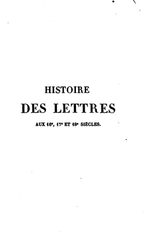 histoire des lettres