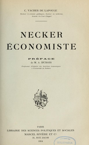 Necker économiste