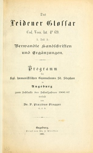 Das Leidener Glossar, Cod. Voss. lat. 4  69