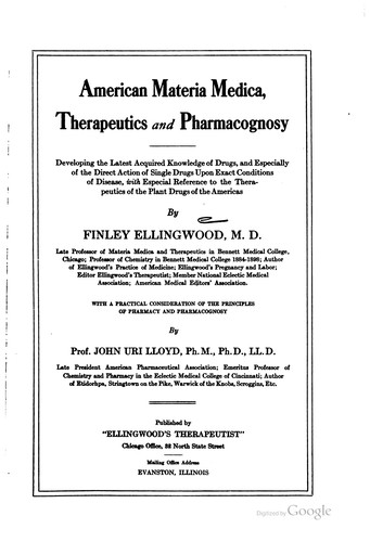 American materia medica, therapeutics and pharmcognosy