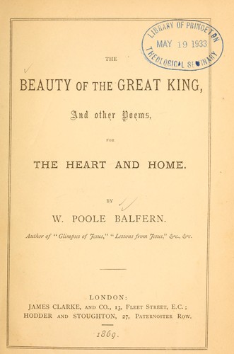 Beauty of the great king, and other poems