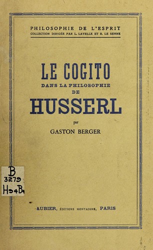 Le cogito dans la philosophie de Husserl