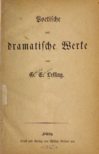 Poetische und dramatische werke von G.E. Lessing.