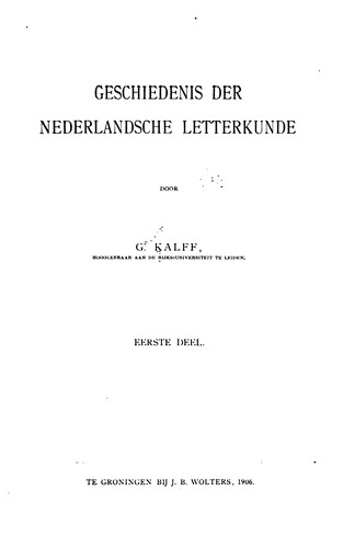 Geschiedenis der Nederlandsche letterkunde