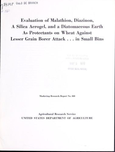 Evaluation of malathion, diazinon, a silica aerogel, and a diatomaceous earth as protectants on wheat against lesser grain borer attack in small bins