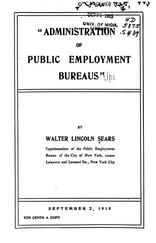 "Administration of Public Employment Bureaus,"