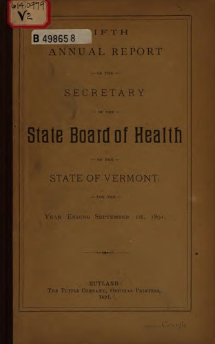 Report of the State Board of Health of the State of Vermont from ...