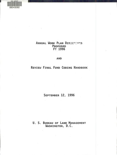 Annual work plan directives : proposed