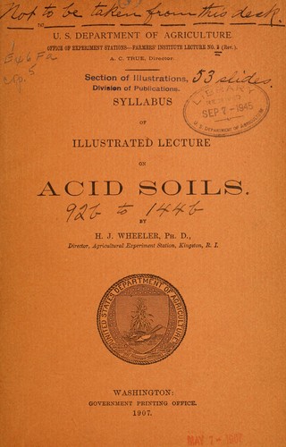 Syllabus of illustrated lecture on acid soils
