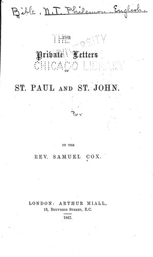 The private letters of St. Paul and St. John