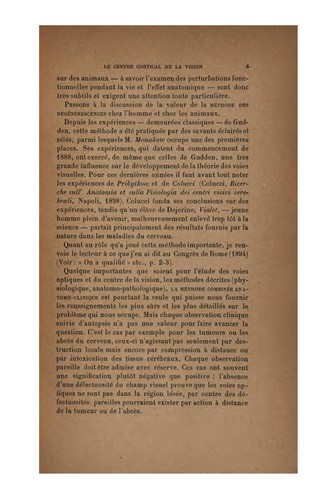 Revue critique de la doctrine sur le centre cortical de la vision