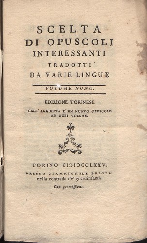 Scelta di opuscoli interessanti tradotti da varie lingue Volume IX