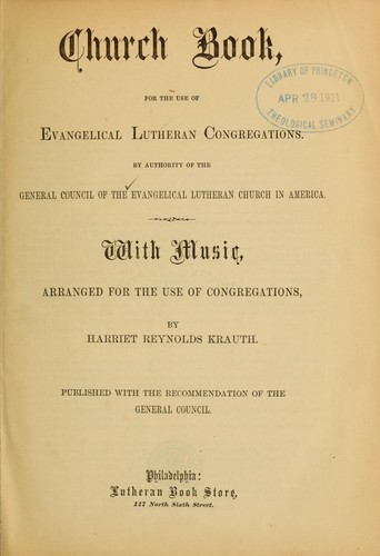 Church book, for the use of Evangelical Lutheran congregations