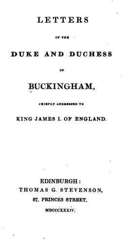 Letters of the Duke and Duchess of Buckingham