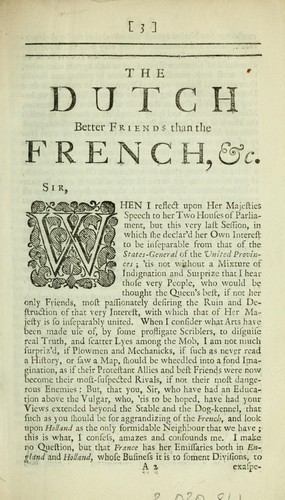 The Dutch better friends than the French to the monarchy, church and trade of England