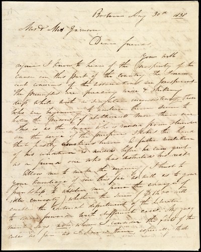 [Letter to] Mr. & Mrs. Garrison, Dear friends