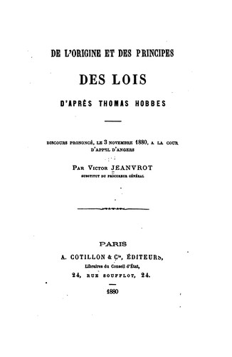 De l'origine et des principes des lois d'après Thomas Hobbes