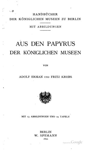 Aus den Papyrus der Königlichen Museen