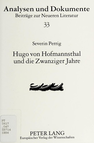 Hugo von Hofmannsthal und die zwanziger Jahre