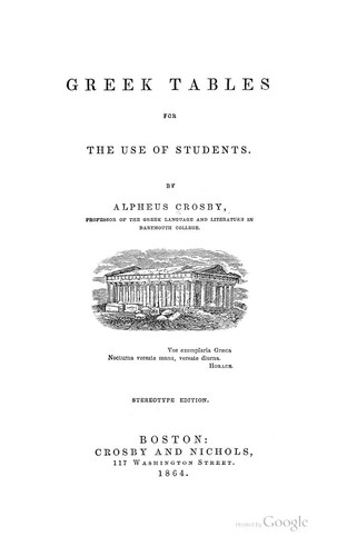 Greek Tables for the Use of Students