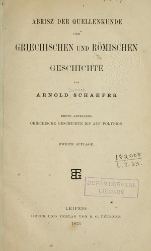 Abrisz der Quellenkund der Griechischen und Römischen Geschichte.