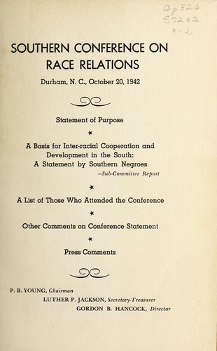Southern conference on race relations, Durham, N.C., October 20, 1942.