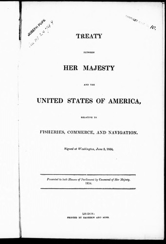 Treaty between Her Majesty and the United States of America relative to fisheries, commerce, and navigation