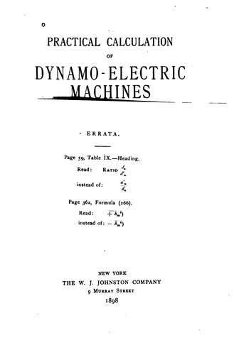 Practical calculation of dynamo-electric machines.